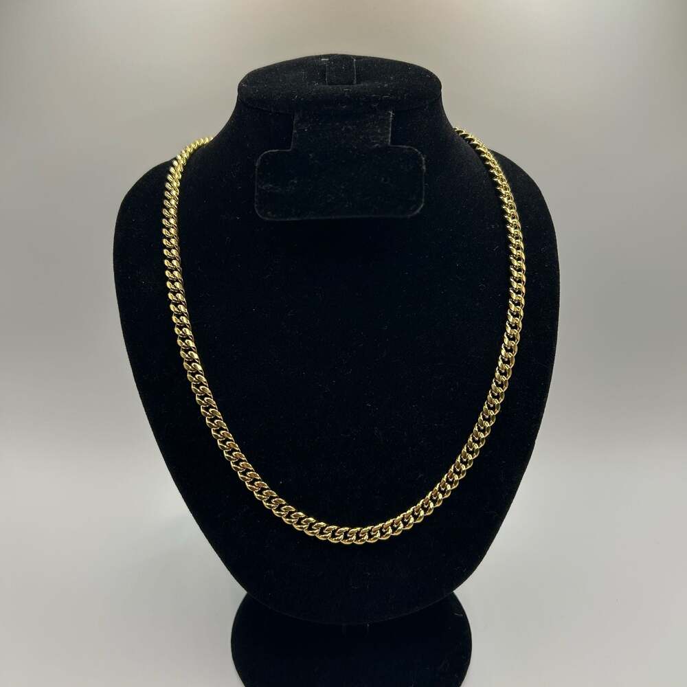 Miami Mini Cuban Link 18k Gold Plated Chain Necklace 6mm SOLID 22 Inch Quality